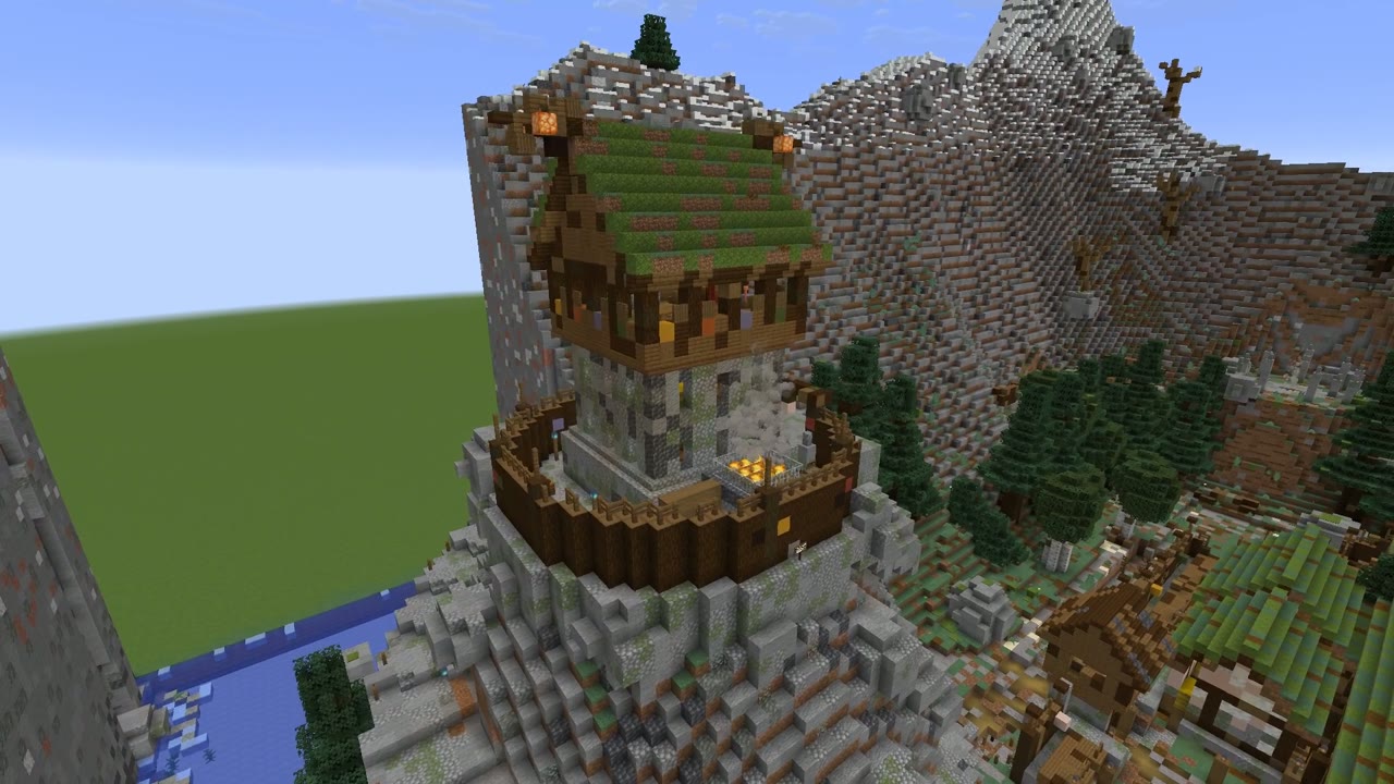 A wooden watchtower on a rocky crag above a fjord