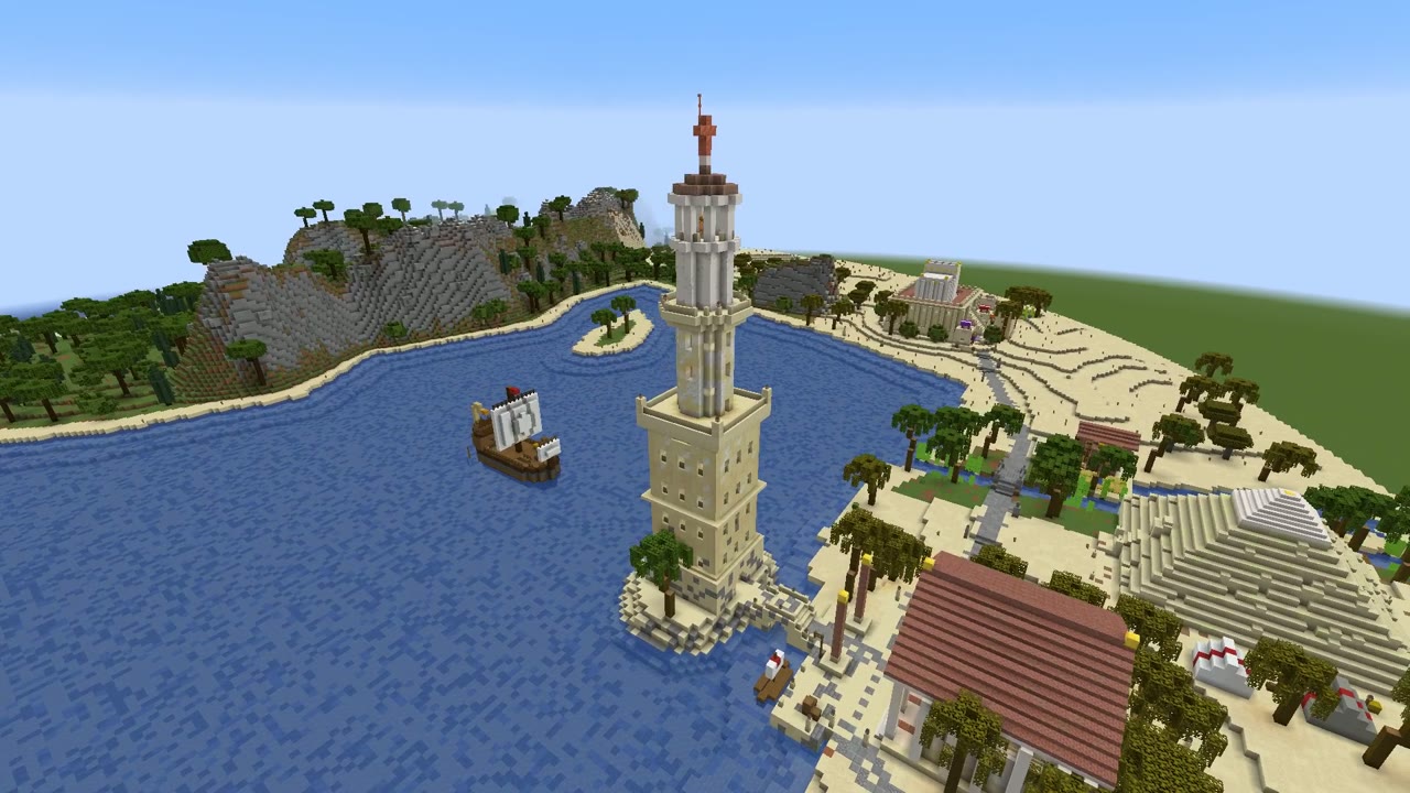 The Pharos of Alexandria on a bay of the Roman Mediterranean