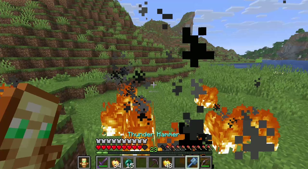 A field of raiders burning after strikes of the Thunder Hammer