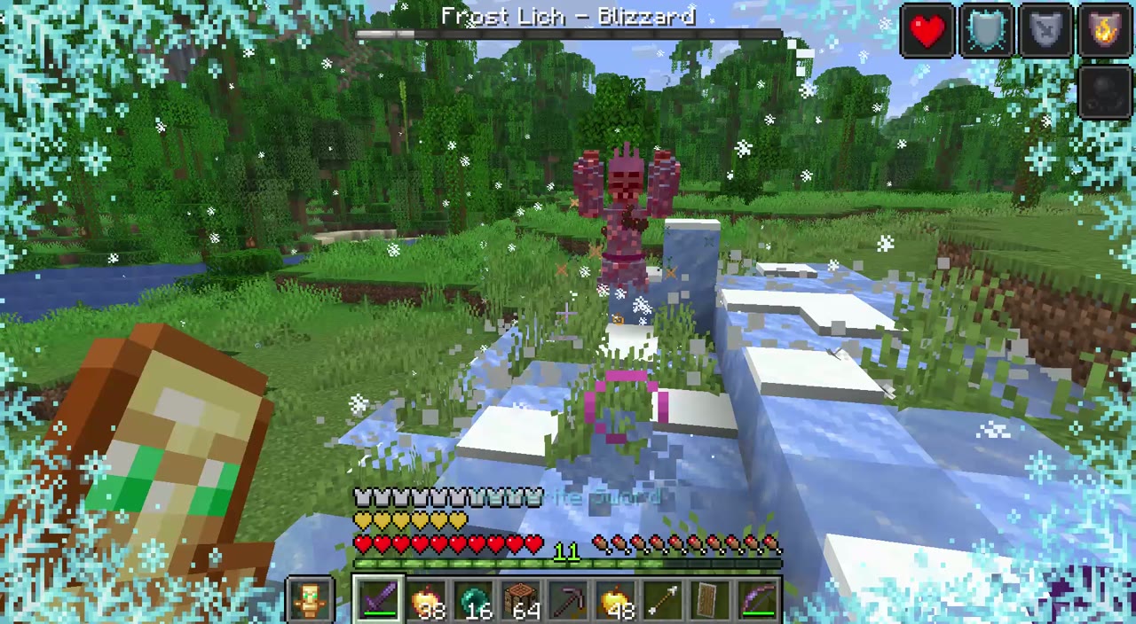 The Frost Lich in a frozen clearing during its blizzard phase